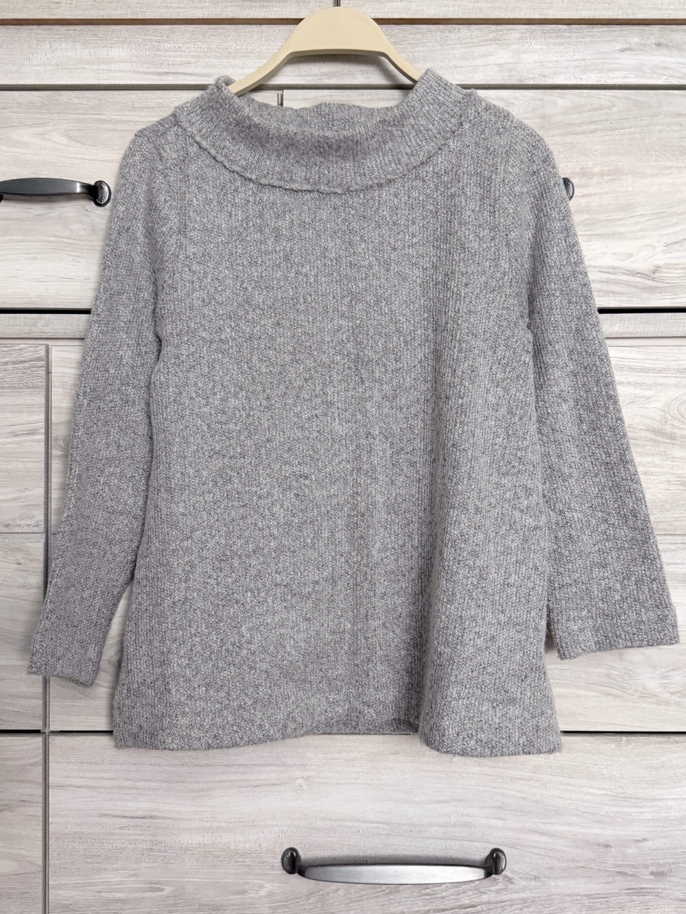Loft Mock Neck Boxy Fit Sweater Heather Gray Size xs